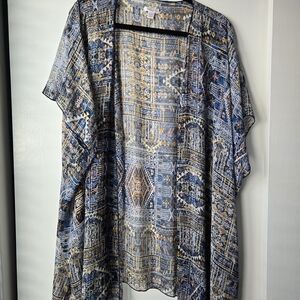 Xhilaration Blue and Gold Patterned Kimono
